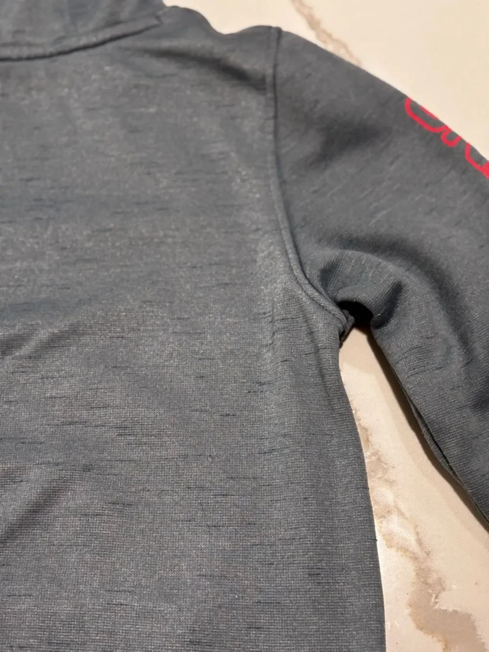 Under Armour Kids Heather Gray Hoodie with Bright Red-Orange Logo Boys Small